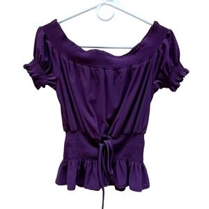 Sweet Wanderer Womens Stylish Purple Peplum Blouse Size M